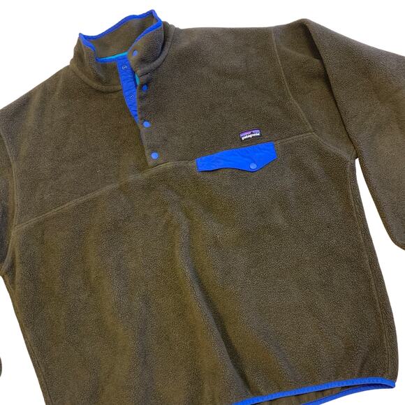 Vintage Patagonia Synchilla Brown Fleece Quarter Snap Pullover Sweatshirt Large - Picture 1 of 7